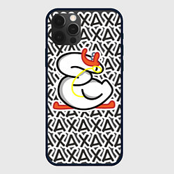 Чехол для iPhone 12 Pro Гусь стикер хаха, цвет: 3D-черный