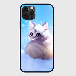 Чехол для iPhone 12 Pro Заснеженный котик, цвет: 3D-черный