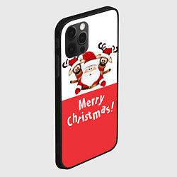 Чехол для iPhone 12 Pro Дед Мороз с оленями, цвет: 3D-черный — фото 2