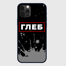 Чехол для iPhone 12 Pro Глеб - в красной рамке на темном, цвет: 3D-черный