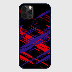 Чехол для iPhone 12 Pro Пересечение красных и синих, цвет: 3D-черный