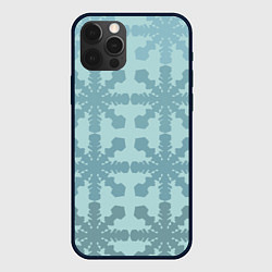Чехол для iPhone 12 Pro Снежинки градиент, цвет: 3D-черный