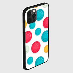 Чехол для iPhone 12 Pro Белый фон и абстрактные разноцветные объёмные окру, цвет: 3D-черный — фото 2