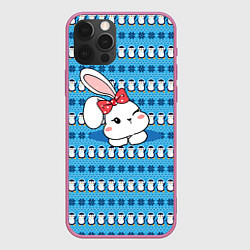Чехол для iPhone 12 Pro Зайчик зимний фон, цвет: 3D-малиновый