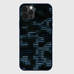 Чехол для iPhone 12 Pro Чёрные и синие блоки во тьме, цвет: 3D-черный