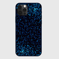 Чехол для iPhone 12 Pro Неоновый синий блеск на черном фоне, цвет: 3D-черный