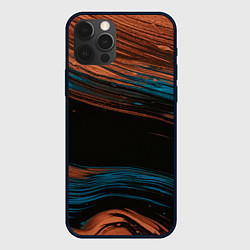 Чехол для iPhone 12 Pro Синие и оранжевые переливающиеся пески во тьме, цвет: 3D-черный