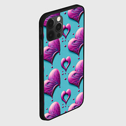 Чехол для iPhone 12 Pro Паттерн сердца и капли, цвет: 3D-черный — фото 2