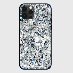 Чехол для iPhone 12 Pro Сверкающие кристаллы серебра, цвет: 3D-черный