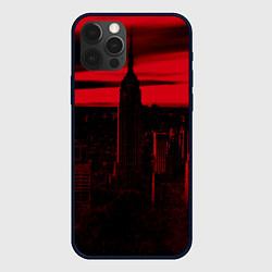 Чехол для iPhone 12 Pro Город в красном цвете, цвет: 3D-черный
