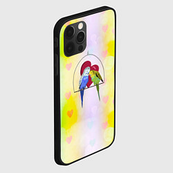 Чехол для iPhone 12 Pro Влюбленная пара волнистых попугайчиков, цвет: 3D-черный — фото 2