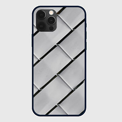 Чехол для iPhone 12 Pro Серый блоковый металлический паттерн, цвет: 3D-черный