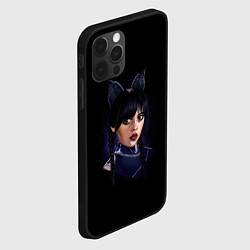 Чехол для iPhone 12 Pro Wednesday чёрная кошка, цвет: 3D-черный — фото 2