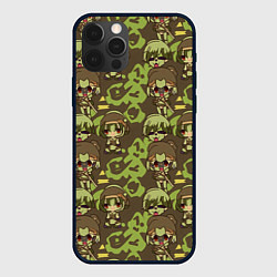 Чехол для iPhone 12 Pro Чиби аниме камуфляж, цвет: 3D-черный