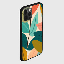 Чехол для iPhone 12 Pro Паттерн стебли с разноцветными листьями, цвет: 3D-черный — фото 2