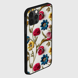 Чехол для iPhone 12 Pro Эффект вышивка летний узор, цвет: 3D-черный — фото 2