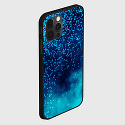 Чехол для iPhone 12 Pro Градиент голубой и синий текстурный с блестками, цвет: 3D-черный — фото 2