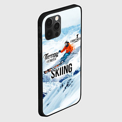 Чехол для iPhone 12 Pro Горные лыжи спуск, цвет: 3D-черный — фото 2