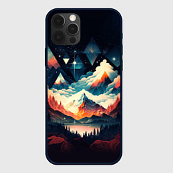 Чехол для iPhone 12 Pro Футуризм горы, цвет: 3D-черный