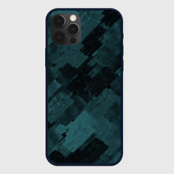 Чехол для iPhone 12 Pro Полосы синие и чёрные, цвет: 3D-черный