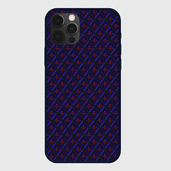 Чехол для iPhone 12 Pro Синие ромбы, цвет: 3D-черный