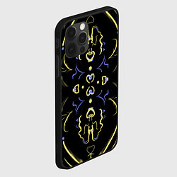 Чехол для iPhone 12 Pro Желто-синий узор на черном фоне, цвет: 3D-черный — фото 2