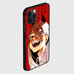 Чехол для iPhone 12 Pro Человек - бензопила Пауэр и иероглифы, цвет: 3D-черный — фото 2