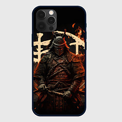 Чехол для iPhone 12 Pro Самурай и иероглифы, цвет: 3D-черный