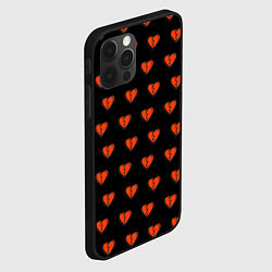 Чехол для iPhone 12 Pro Разбитые сердца на черном фоне, цвет: 3D-черный — фото 2