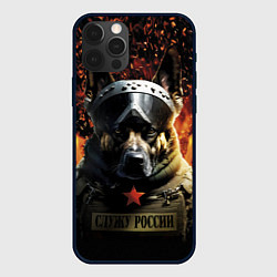 Чехол для iPhone 12 Pro Овчарка солдат, цвет: 3D-черный