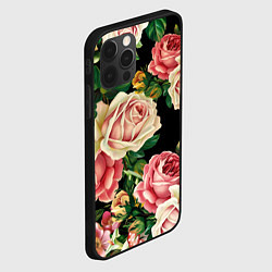 Чехол для iPhone 12 Pro Цветы на черном фоне, цвет: 3D-черный — фото 2
