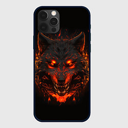 Чехол для iPhone 12 Pro Морда огненного волка, цвет: 3D-черный