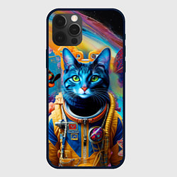 Чехол для iPhone 12 Pro Кот в космическом скафандре - нейросеть, цвет: 3D-черный