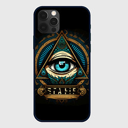 Чехол для iPhone 12 Pro Всевидящее око в пирамиде, цвет: 3D-черный