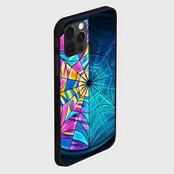 Чехол для iPhone 12 Pro Уэнсдей - окно ночной витраж - текстура зерна, цвет: 3D-черный — фото 2