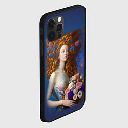 Чехол для iPhone 12 Pro Русалка в стиле Ренессанса с цветами, цвет: 3D-черный — фото 2