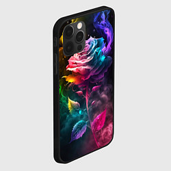 Чехол для iPhone 12 Pro Большая неоновая радужная роза, цвет: 3D-черный — фото 2