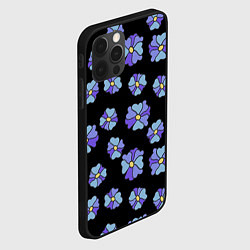 Чехол для iPhone 12 Pro Дудл цветы на черном - паттерн, цвет: 3D-черный — фото 2