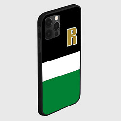 Чехол для iPhone 12 Pro Буква R цветные полосы, цвет: 3D-черный — фото 2