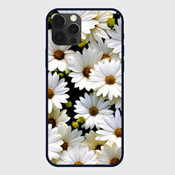 Чехол для iPhone 12 Pro Белые цветы ромашки - летний паттерн, цвет: 3D-черный
