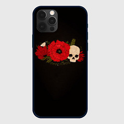 Чехол для iPhone 12 Pro Череп среди цветов, цвет: 3D-черный