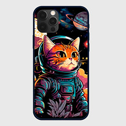 Чехол для iPhone 12 Pro Милый котик из космоса, цвет: 3D-черный