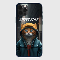 Чехол для iPhone 12 Pro Street cat, цвет: 3D-черный