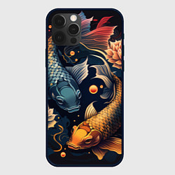 Чехол iPhone 12 Pro Карпы кои: арт нейросети в стиле японской татуиров