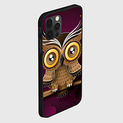 Чехол для iPhone 12 Pro Сова на фиолетовом фоне, цвет: 3D-черный — фото 2