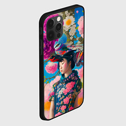 Чехол для iPhone 12 Pro Девочка с птицами среди цветов - мскусство, цвет: 3D-черный — фото 2