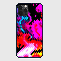Чехол для iPhone 12 Pro Pixel neon mosaic, цвет: 3D-черный