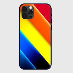 Чехол для iPhone 12 Pro Радужные полосы текстура, цвет: 3D-черный