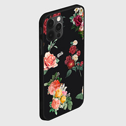 Чехол для iPhone 12 Pro Букеты цветов на черном фоне, цвет: 3D-черный — фото 2