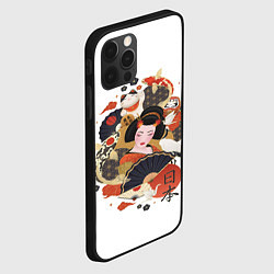 Чехол для iPhone 12 Pro Японская гейша с котом, цвет: 3D-черный — фото 2